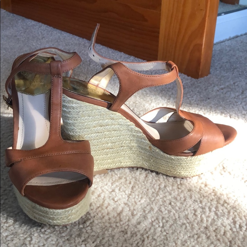 Vince Camuto espadrilles wedges 7.5 t-straps brown